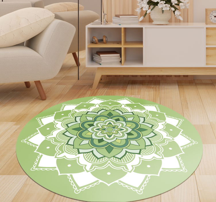 Grøn blomster mandala vinyl tæppe - TenStickers