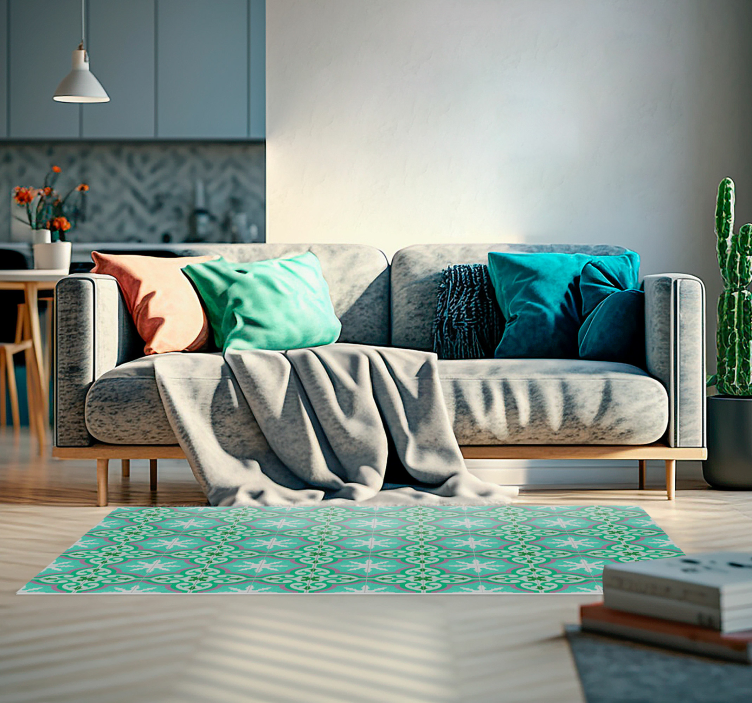 Grøn Hydraulisk Kachel vintage vinyl gulvtæpper - TenStickers