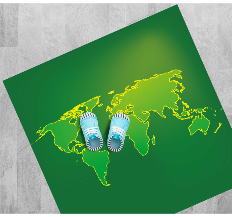 Grøn verden omrids verdenskort vinyl tæppe - TenStickers