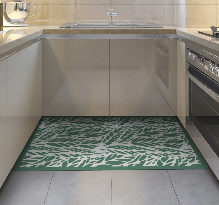 Grønne blade jungle blomster tæppe - TenStickers