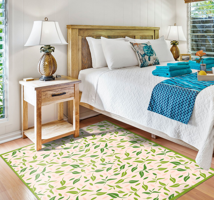 Grønne mønster accenter Blomster og planter vinyltæppe - TenStickers