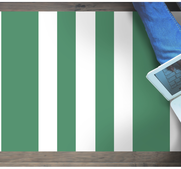 Grønne og hvide striber stribede vinyl tæppe - TenStickers