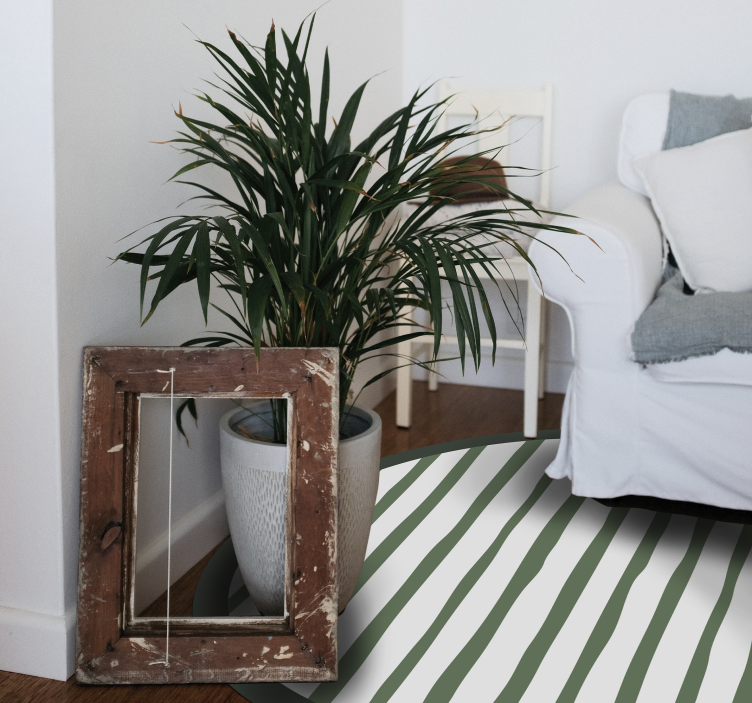 Grønstribet arrangement rundt vinyltæppe - TenStickers