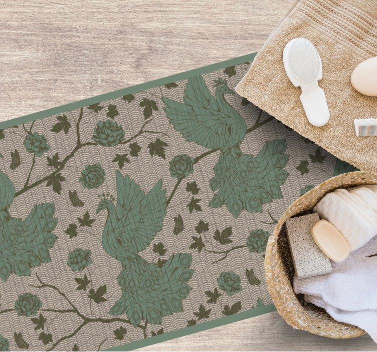 Grønt fauna motiv Blomster og planter vinyltæppe - TenStickers