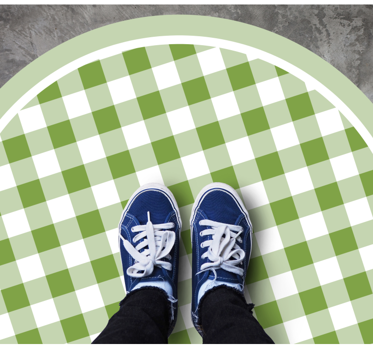 Grønt ternet motiv rundt vinyltæppe - TenStickers