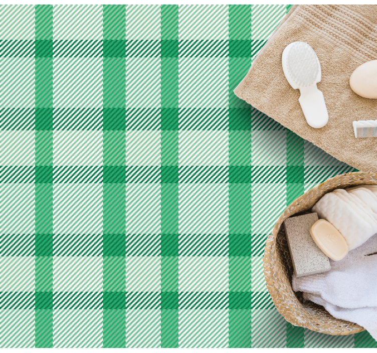 Grønt ternet motiv stribede vinyl tæppe - TenStickers