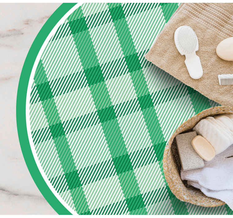 Grønt ternmønster rundt vinyltæppe - TenStickers