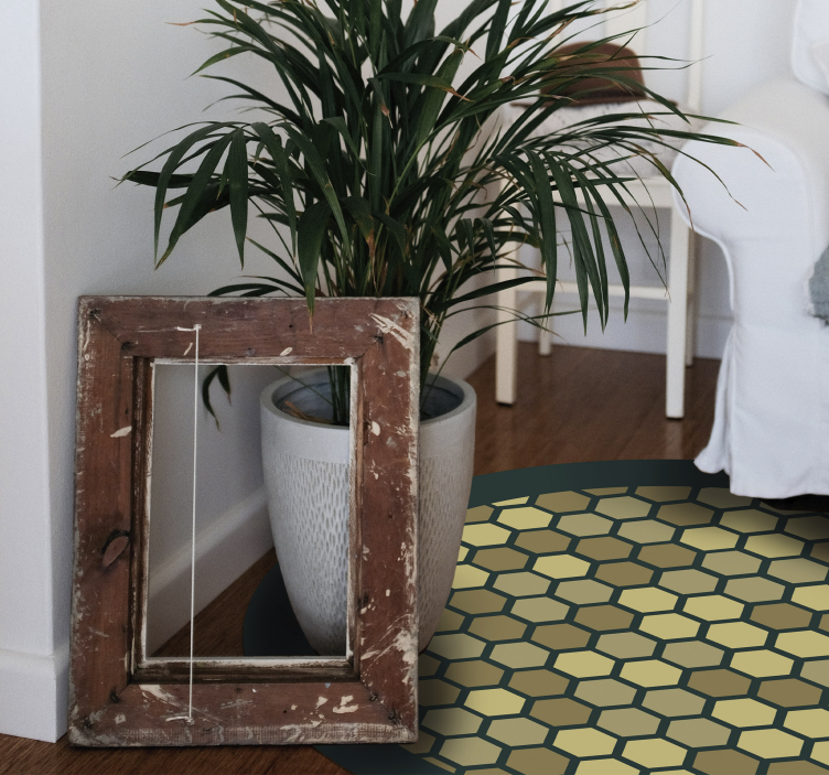 Gule sten i grønt betont moderne tæppe - TenStickers