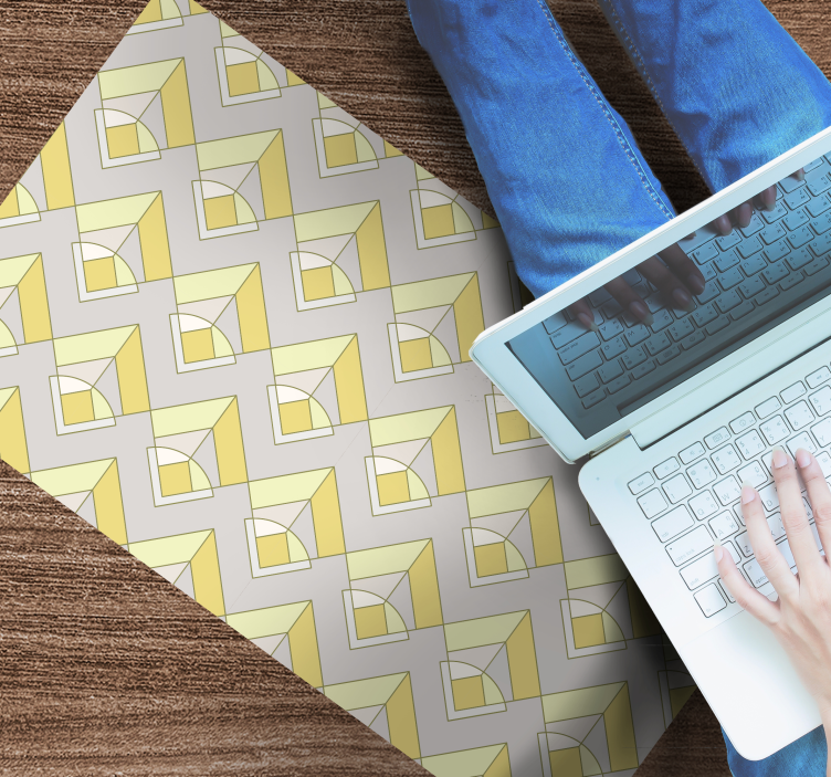 Gult og gråt mønster geometriske vinyl tæppe - TenStickers