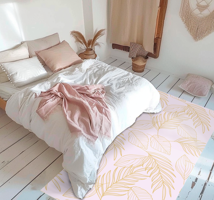 Gyldent blad mønster blomster og planter vinyltæppe - TenStickers