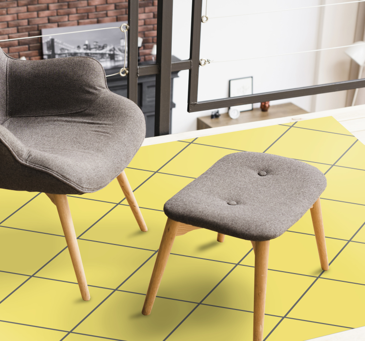 Gule diamanter vinyl tæppe til stuen - TenStickers