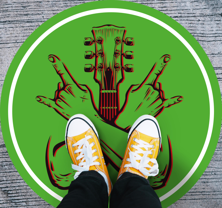 Gyngende gestus kunstværk rundt vinyltæppe - TenStickers