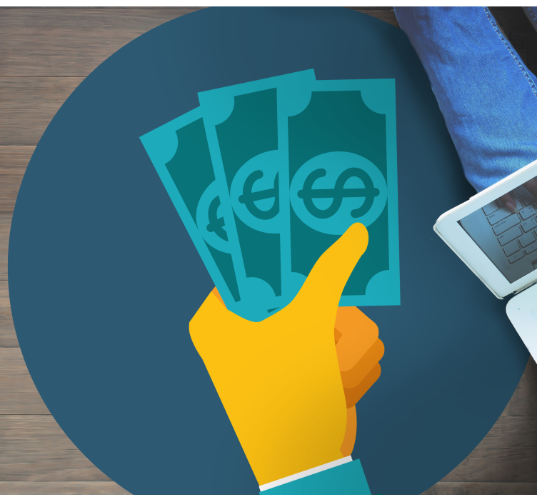 Hånd, der holder kontanter vinyl tæppe - TenStickers