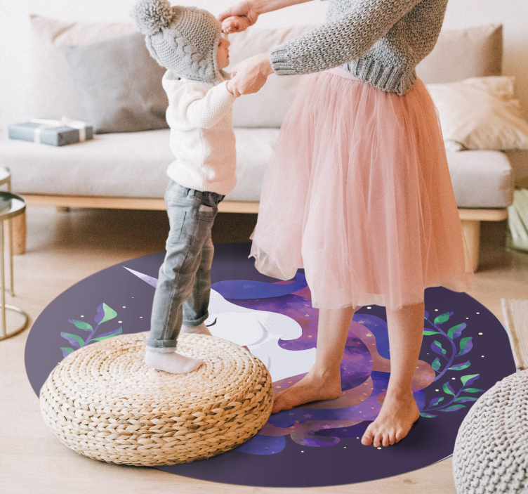 Håndtegnet elegant enhjørning vinyl tæppe - TenStickers