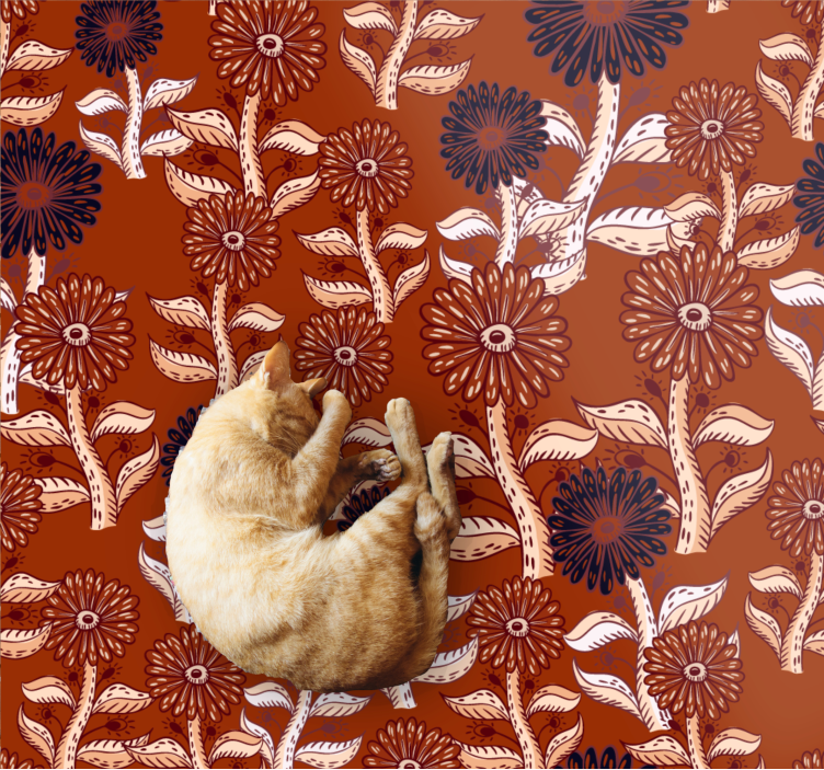 Harmoni med blomstermønster Blomster og planter vinyltæppe - TenStickers