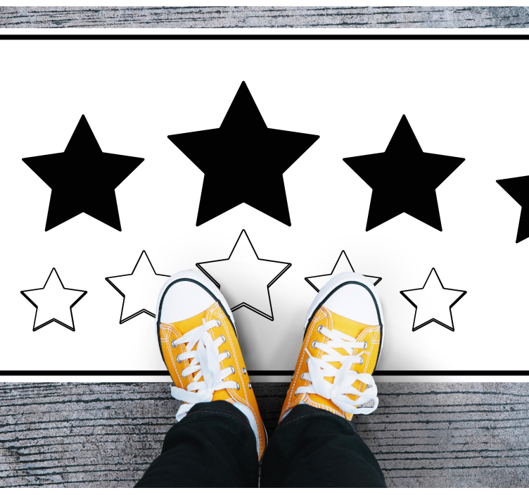 Hvidt og sort motiv stjerne vinyl tæppe - TenStickers