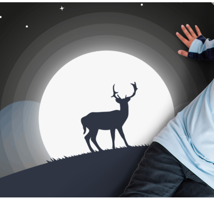 Hjort under månen rundt vinyltæppe - TenStickers