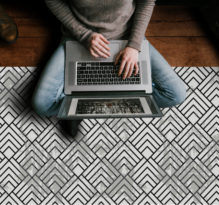 Hollywood-regency sort hvid keramisk vinyl tæppe - TenStickers