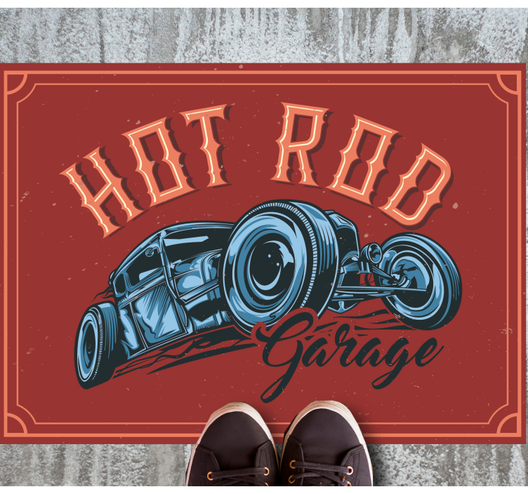 Hot rod-tema vintage vinyl tæppe - TenStickers