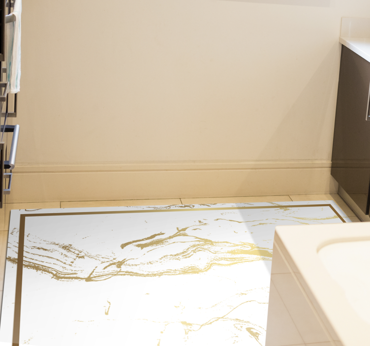 Hvid og guld marmor effekt tekstur vinyl tæppe - TenStickers