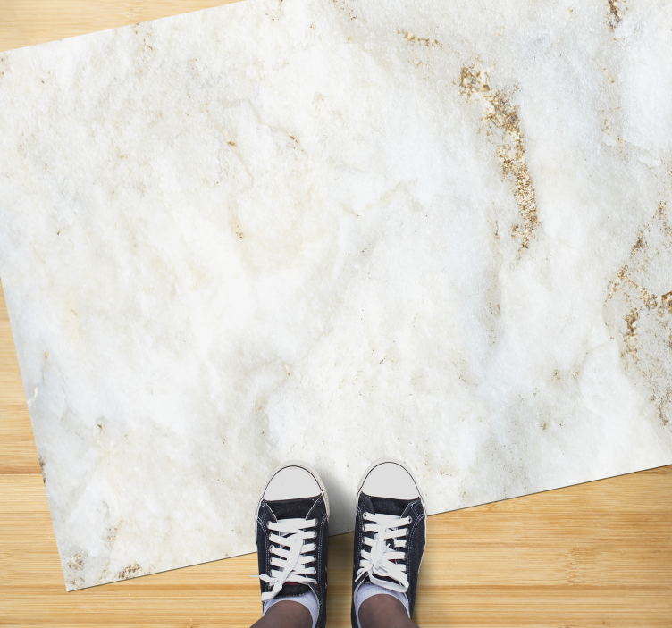 Hvid og guld marmor sten vinyl tæppe - TenStickers