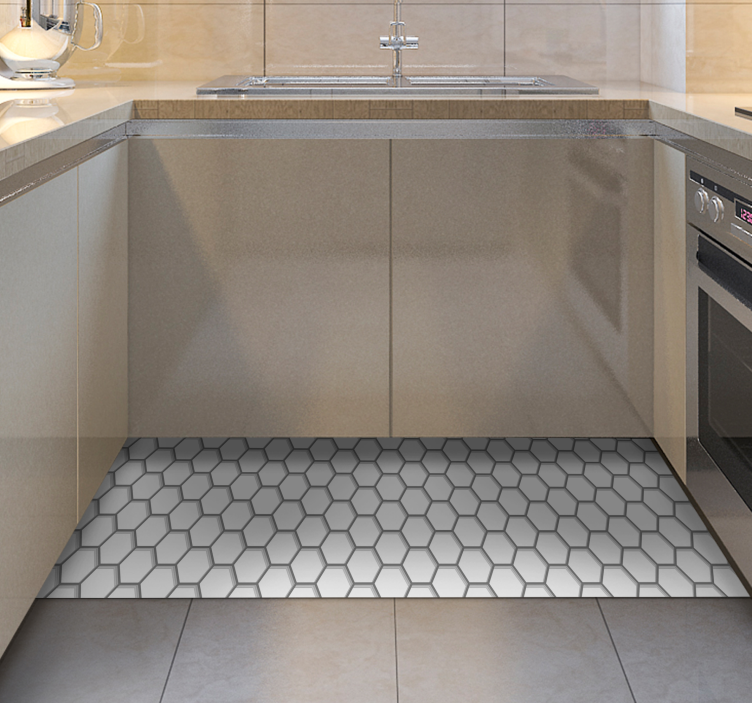 Hvide sekskantede fliser køkkenfliser - TenStickers