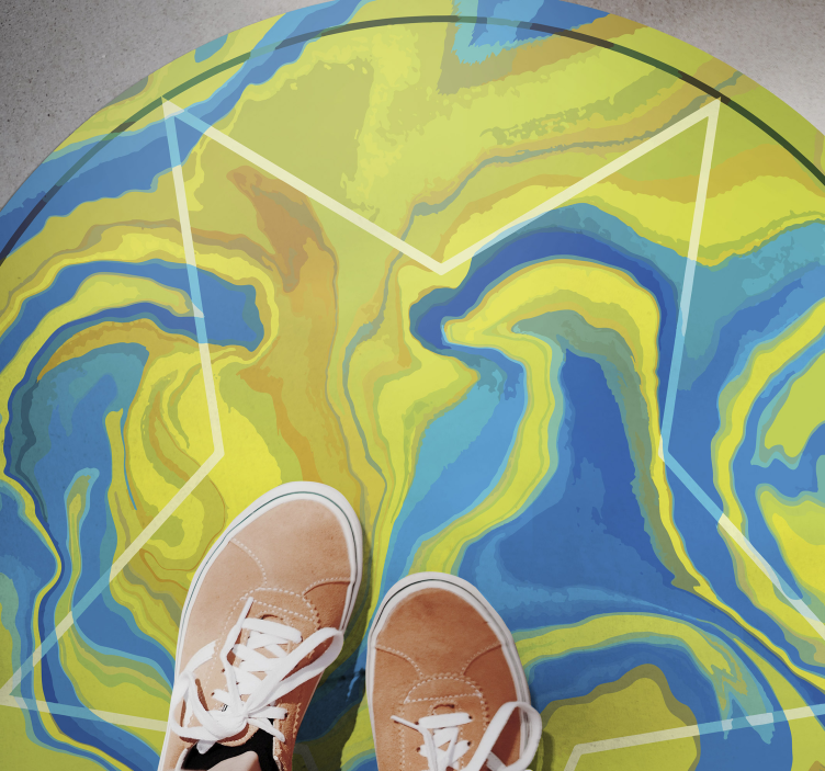 Blå og gul stjerne tekstur vinyl tæppe - TenStickers