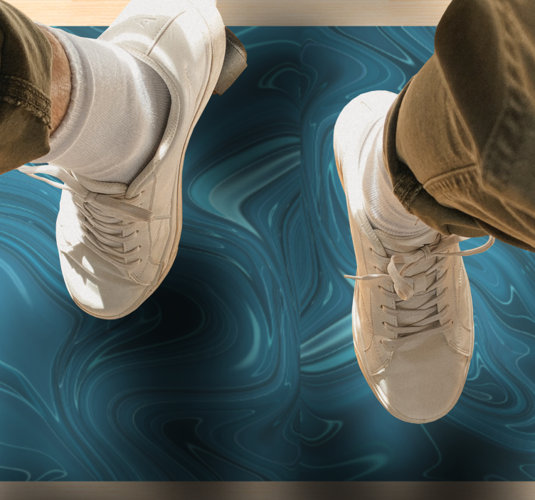 Hvirvlende havfarver marmor vinyl tæppe - TenStickers