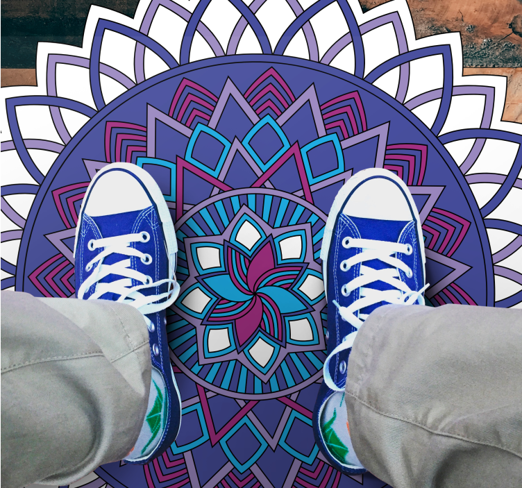 Indviklet blomsterarrangement mandala vinyl tæppe - TenStickers