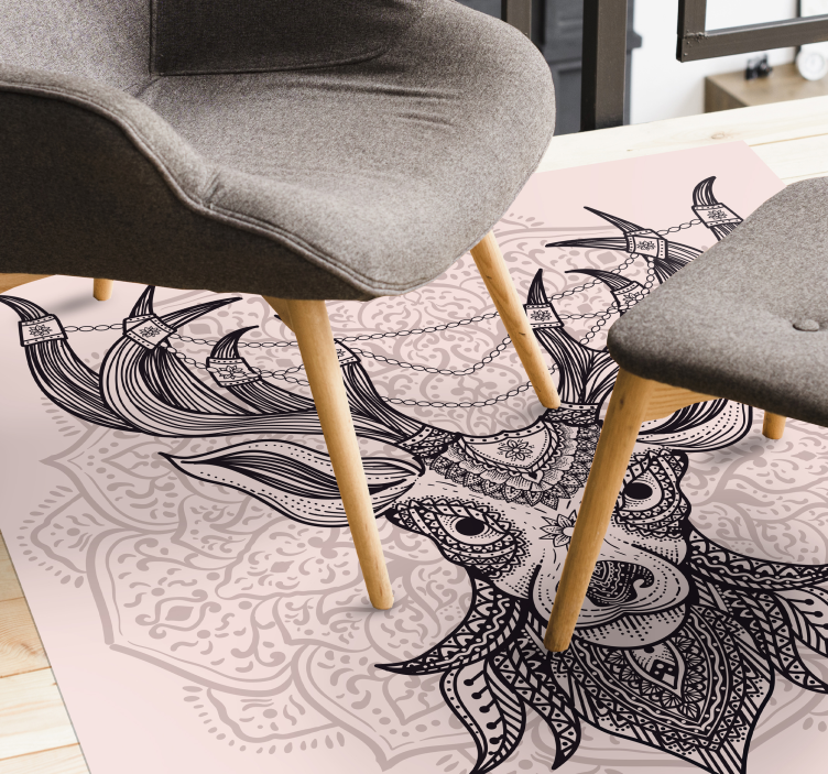 Gråt hjortemotiv vinyltæpper med dyr - TenStickers