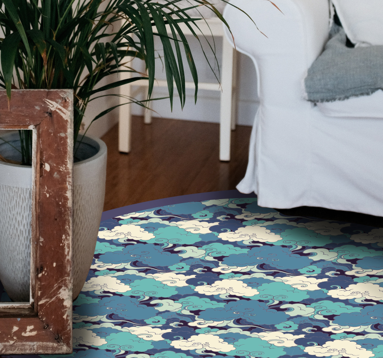 Japanske bølger og skyer vinyltæppe - TenStickers