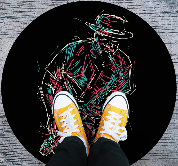 Jazzmusikerens optræden rundt vinyltæppe - TenStickers