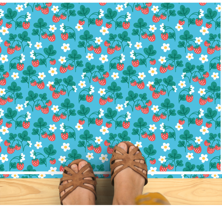 Jordbær blomster design køkken gulvfliser - TenStickers