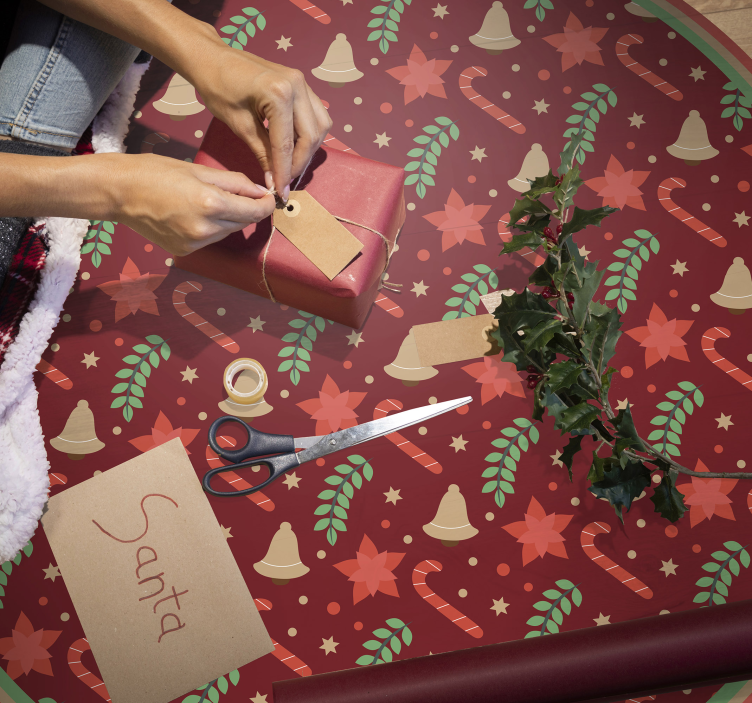 Julegodsmønster rødt vinyl tæppe - TenStickers