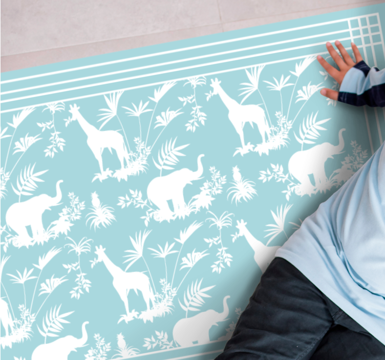 Jungle safari scene vinyltæpper til babyværelse - TenStickers