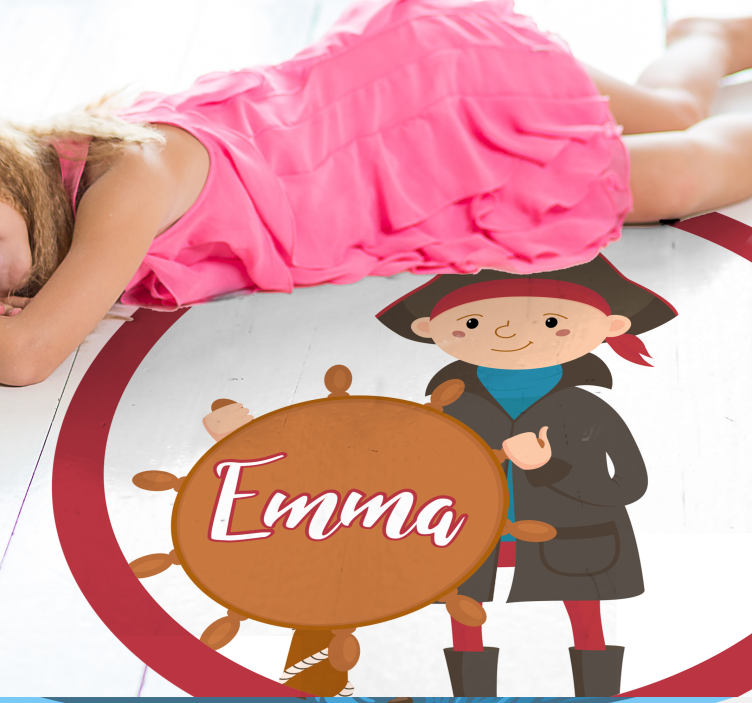 Kan tilpasses pirat vinyl tæppe med navn - TenStickers