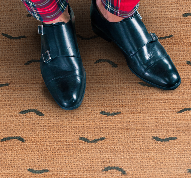 Jute beige imitation vinyltæppe med dyreprint - TenStickers