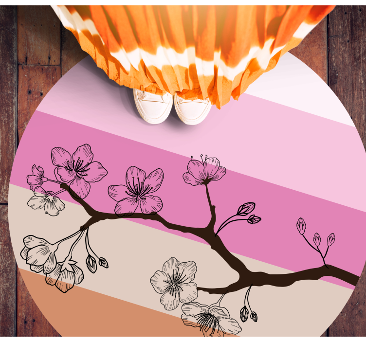 Kirsebærblomst stribe mønster blomstertæppe - TenStickers