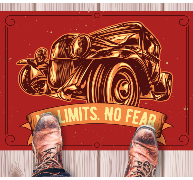 Klassisk bilillustration vinyl tæppe med sætninger - TenStickers