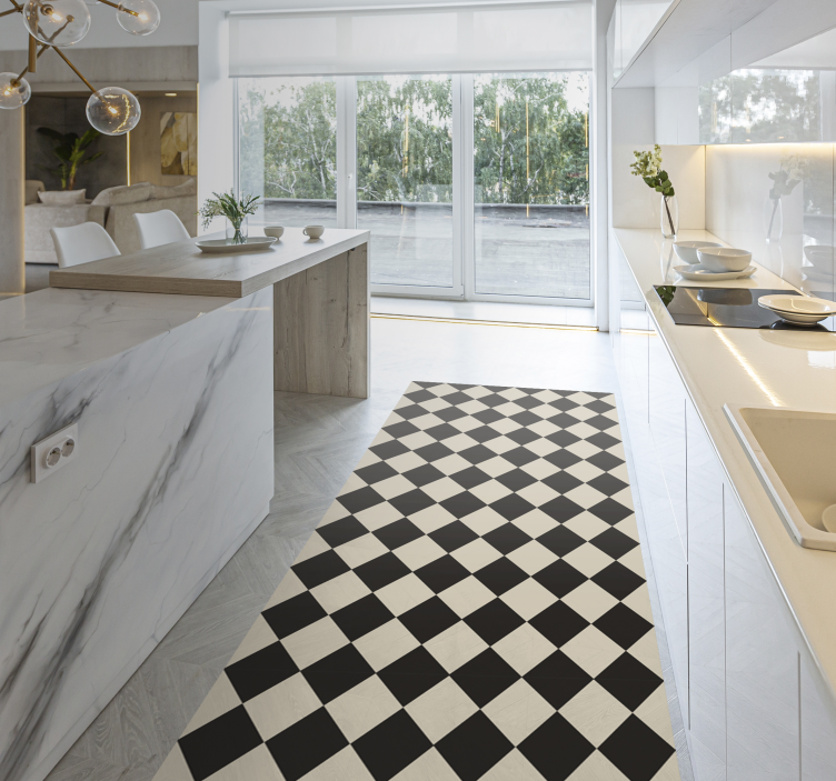 Klassisk ternet mønster vinyl tæppe med fliseeffekt - TenStickers