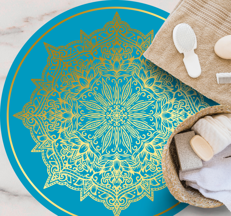 Kompleks mandala-kunst rundt vinyltæppe - TenStickers