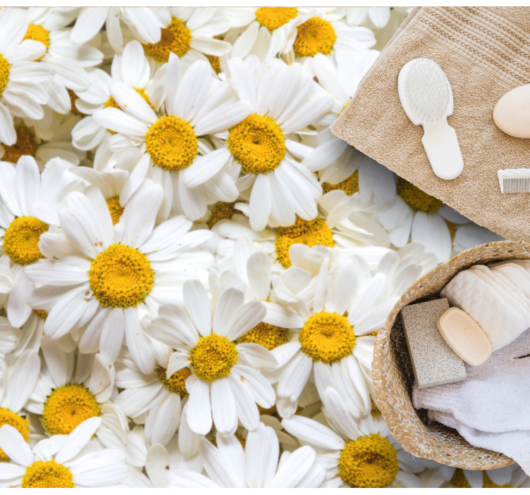 Koncept for margueritblomst vinyl tæppe til badeværelset - TenStickers