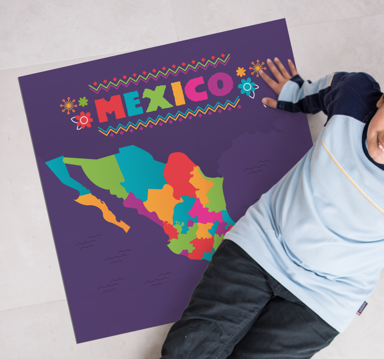 Kort mexico verdenskort vinyl tæppe - TenStickers