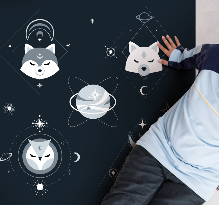 Kosmiske dyreansigter vinyl tæppe - TenStickers