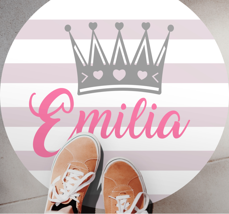 Krone og striber vinyl tæppe med navn - TenStickers