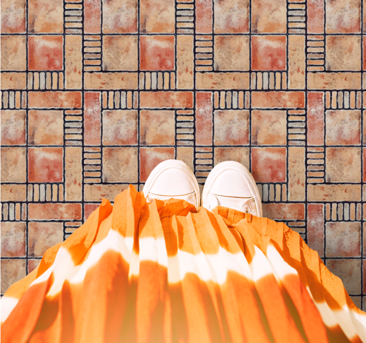 Krydsskraverede mønstre vinyl tæppe med fliseeffekt - TenStickers