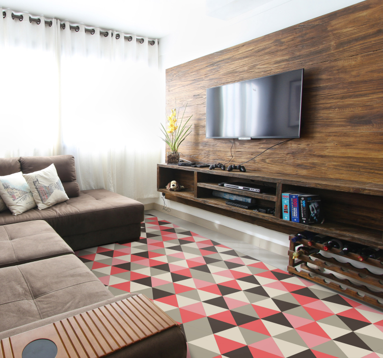 Kubistisk trekantet række geometriske vinyl tæppe - TenStickers