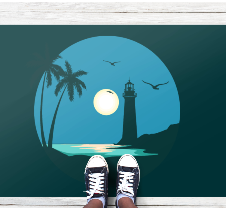 Kystnære fyrtårnscene natur vinyl tæppe - TenStickers