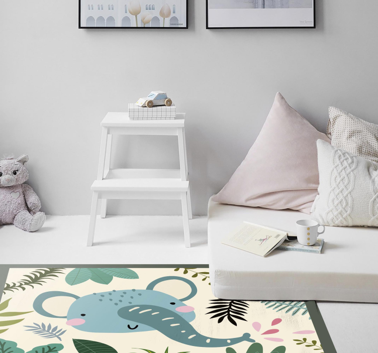 Elefantillustration vinyltæpper til babyværelse - TenStickers