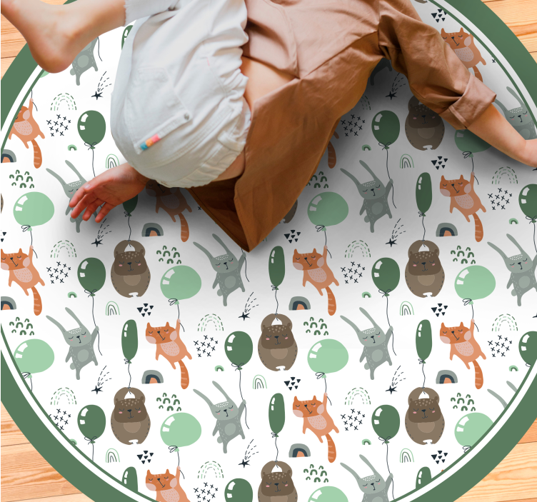 Legesyge dyreballoner tæppe til børneværelse - TenStickers